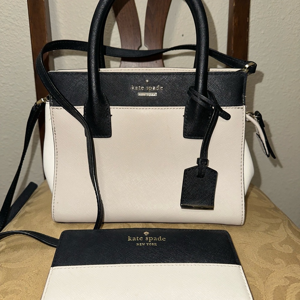 Kate Spade Black and Cream Women's Bag and Wallet set
